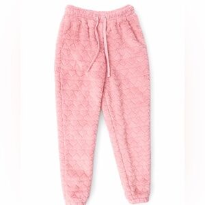 SMALL Crave Fame Fuzzy  joggers /soft Pink Heart Pajama Pants